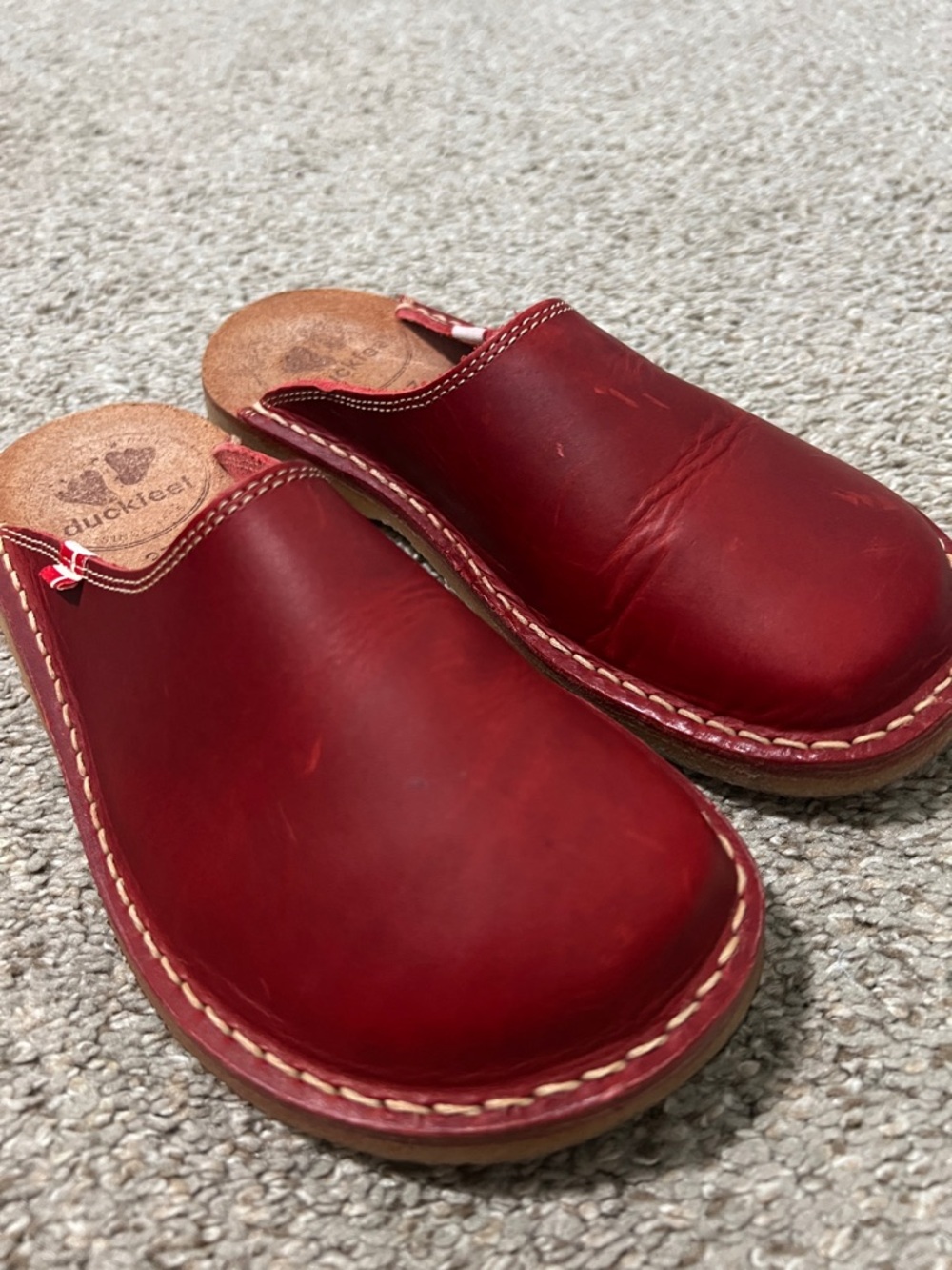 Duckfeet Red Handmade Blåvand' Mules Slip-ons - Clogs Slides Size 37 6.5/7 - Picture 10 of 10